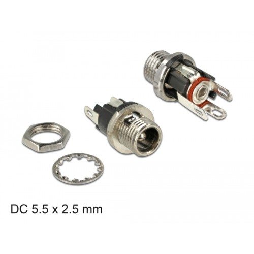 Delock Connector DC 5.5 x 2.5 x 9.5 mm female bulkhead soldering version