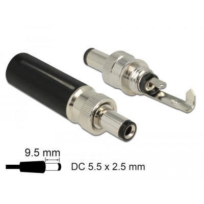 Delock Connector DC 5.5 x 2.5 mm with 9.5 mm length male soldering version