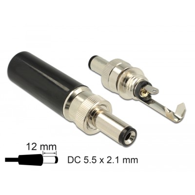 Delock Connector DC 5.5 x 2.1 mm with 12.0 mm length male soldering version