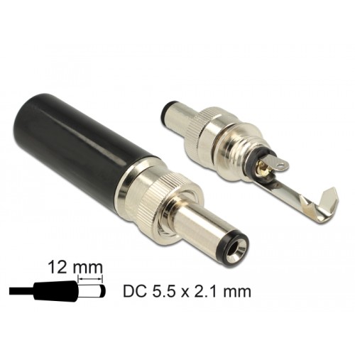Delock Connector DC 5.5 x 2.1 mm with 12.0 mm length male soldering version