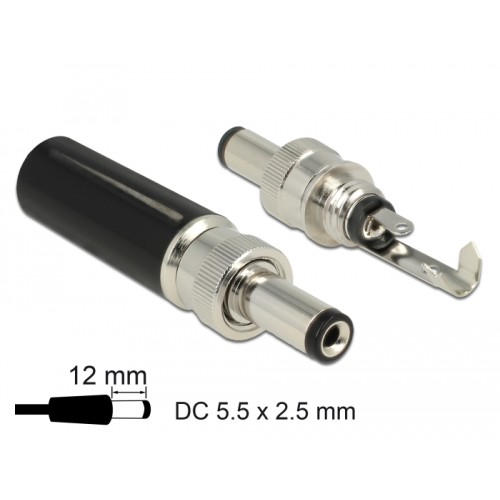 Delock Connector DC 5.5 x 2.5 mm with 12.0 mm length male soldering version