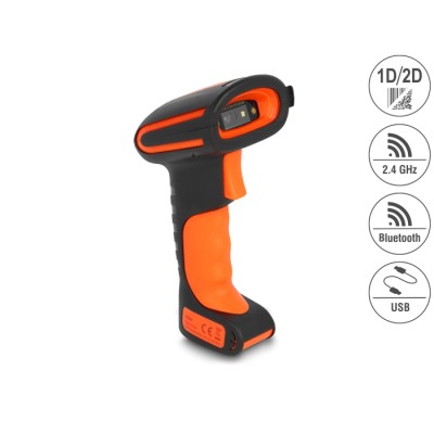Delock Industrial Barcode Scanner 1D and 2D for 2.4 GHz, Bluetooth or USB
