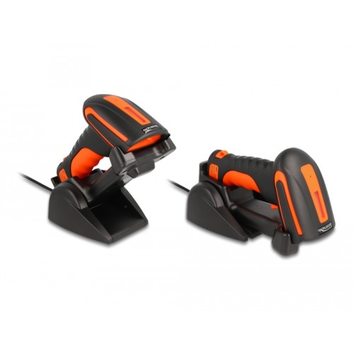 Delock Industrial Barcode Scanner 1D and 2D for 2.4 GHz or Bluetooth with inductive charging station