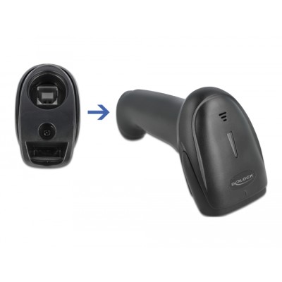 Delock Barcode Scanner 1D and 2D for 2.4 GHz, Bluetooth or USB 2