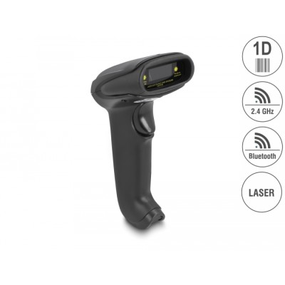 Delock Barcode Scanner 1D Laser for 2.4 GHz, Bluetooth or USB