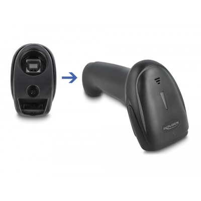 Delock Barcode Scanner 1D Laser for 2.4 GHz, Bluetooth or USB 2