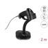 Delock USB Barcode Scanner 1D with connection cable and stand - Laser - black