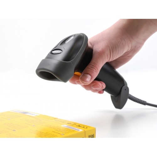 Delock USB Barcode Scanner 1D with connection cable and stand - Laser - black