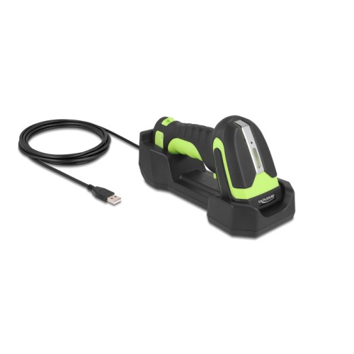 Delock Industrial Barcode Scanner 1D and 2D for 433 MHz or Bluetooth with inductive charging station and long distance reading u