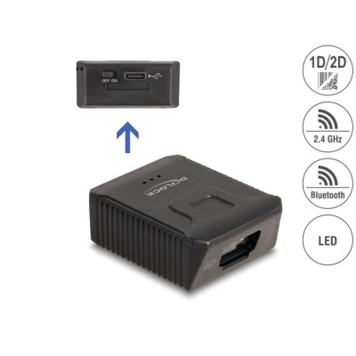 Delock Wearable Barcode Scanner 1D and 2D with 2.4 GHz or Bluetooth - for glove 90606 and 90609