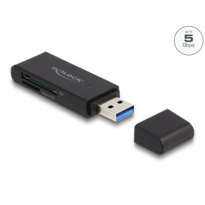 Delock Card Reader SuperSpeed USB 5 Gbps for SD and Micro SD memory cards