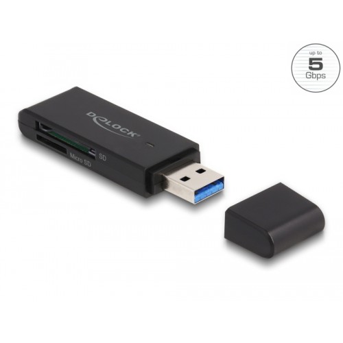 Delock Card Reader SuperSpeed USB 5 Gbps for SD and Micro SD memory cards