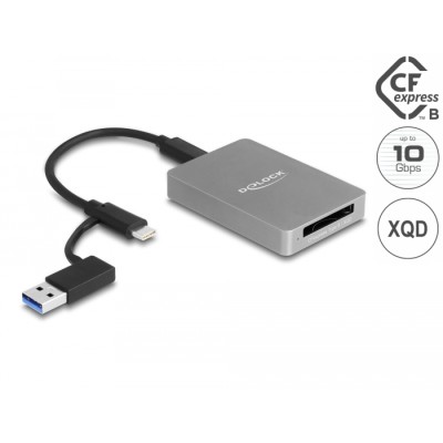 Delock USB Type-C™ Card Reader in aluminium enclosure for CFexpress or XQD memory cards