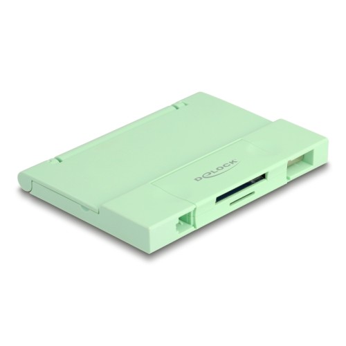 Delock Card Reader USB 5 Gbps USB Type-C™ / Type-A for SD and Micro SD memory cards with practical memory card case - mint