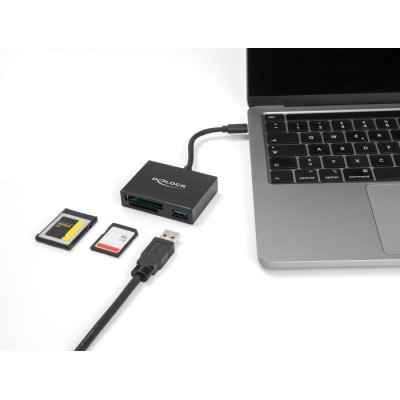 Delock USB-C™ Card Reader for XQD and SD memory cards + USB 5 Gbps Type-A port 2