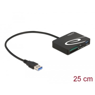Delock Card Reader for XQD / SD / Micro SD memory cards + USB Type-A port