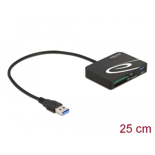 Delock Card Reader for XQD / SD / Micro SD memory cards + USB Type-A port