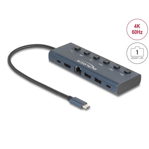 Delock USB Type-C™ Docking Station 4K - HDMI / USB / Gigabit LAN / PD 3.0 90 W with switches