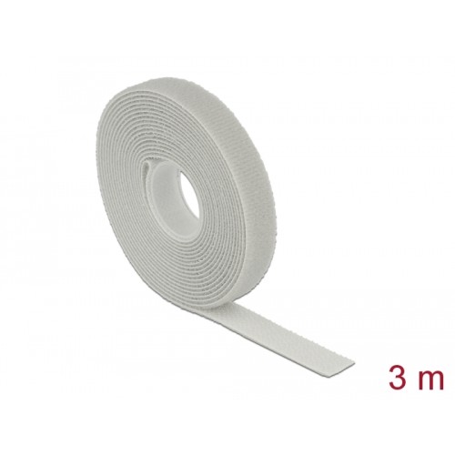 Delock Velcro tape on roll L 3 m x W 13 mm grey