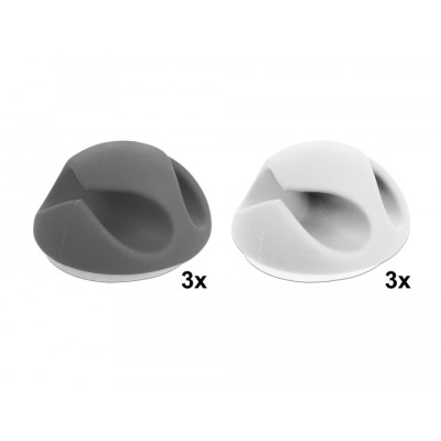Delock Cable Holder with 2 feed-throughs Set 6 pieces
