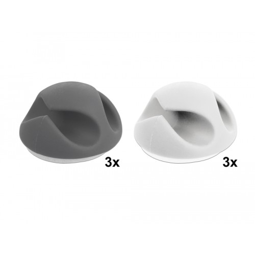 Delock Cable Holder with 2 feed-throughs Set 6 pieces
