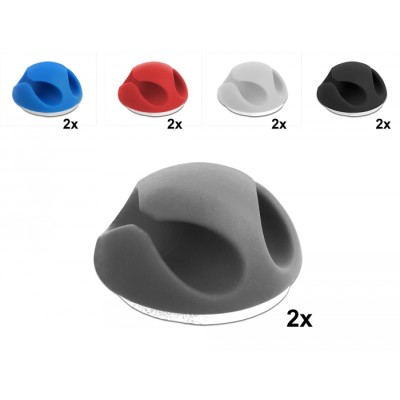 Delock Cable Holder Mini Set with 2 feed-throughs 10 pieces assorted colors