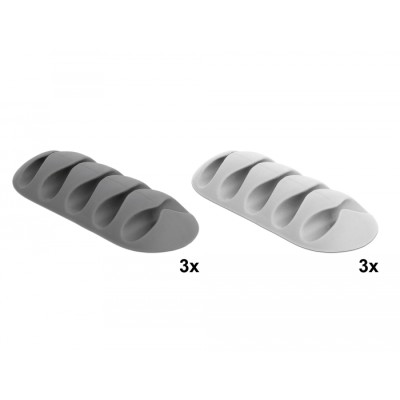 Delock Cable Holder with 5 feed-throughs Set 6 pieces