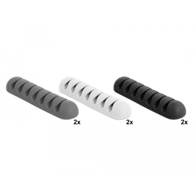Delock Cable Holder with 7 feed-throughs Set 6 pieces