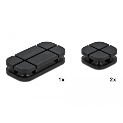 Delock Cable Holder Combo Set 3 pieces black