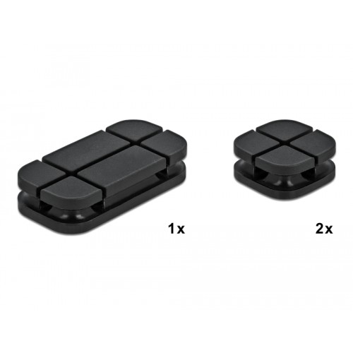 Delock Cable Holder Combo Set 3 pieces black