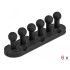 Delock Cable Holder with 5 feed-throughs self-adhesive / screwable 6 pieces black