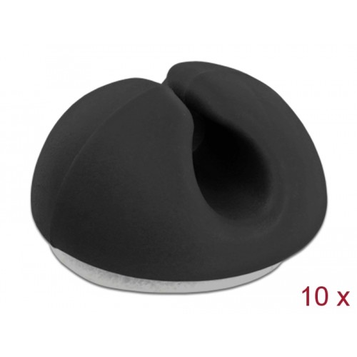 Delock Cable Holder Mini self-adhesive Set 10 pieces black