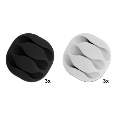 Delock Cable Holder with 3 feed-throughs self-adhesive Set 6 pieces black / white 2