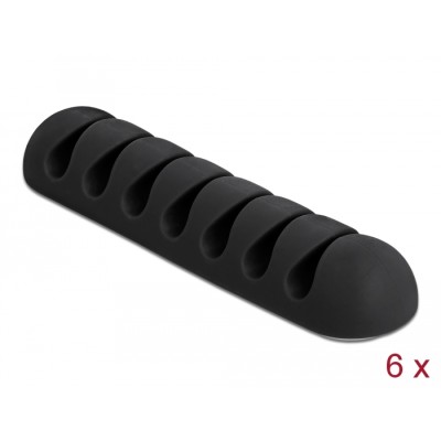 Delock Cable Holder with 7 feed-throughs self-adhesive Set 6 pieces black
