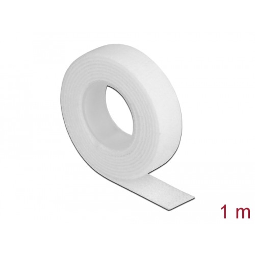 Delock Velcro tape on roll L 1 m x W 13 mm white