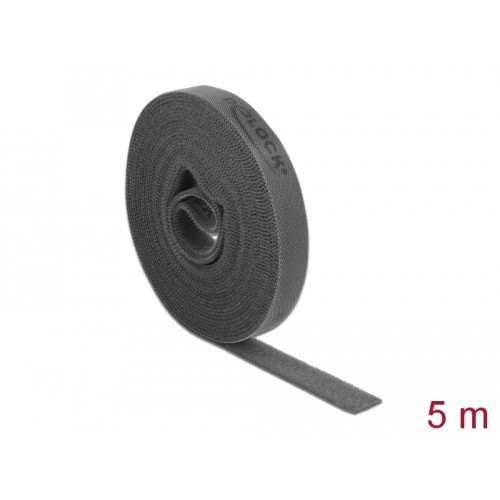 Delock Hook-and-loop tape on roll L 5 m x W 15 mm grey