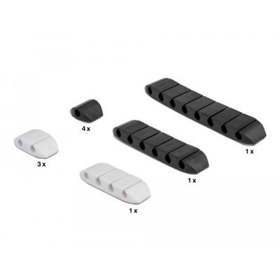 Delock Cable holder trapezoid self-adhesive combo set 10 pieces black / white