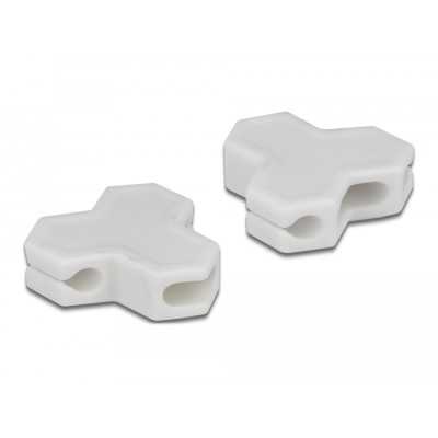 Delock Cable holder self-adhesive with 3 feed-throughs (1 x flat cable and 2 x round cable) 2 pieces white 2
