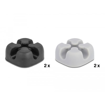 Delock Cable holder cross-shaped self-adhesive 4 pieces black / grey