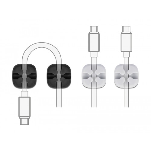 Delock Cable holder cross-shaped self-adhesive 4 pieces black / grey