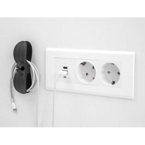 Delock Cable holder with 3 feed-throughs self-adhesive set 3 pieces