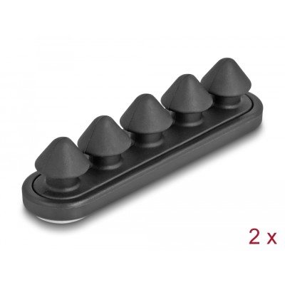 Delock Cable holder with 5 feed-throughs self-adhesive black set 2 pieces