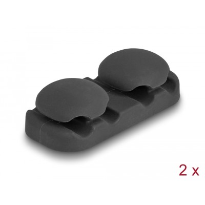 Delock Cable holder with 4 feed-throughs self-adhesive black set 2 pieces