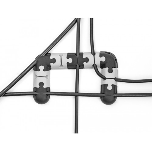 Delock Cable holder self-adhesive modular set 9 pieces black / grey