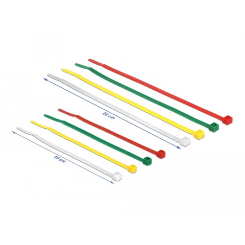 Delock Cable ties coloured L 100 x W 2.5 mm + L 200 x W 3.6 mm 200 pieces