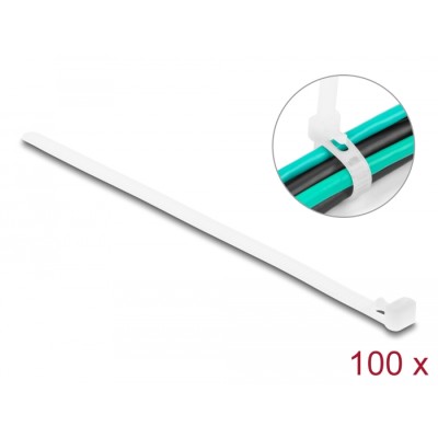 Delock Cable ties reusable L 200 x W 7.2 mm 100 pieces white