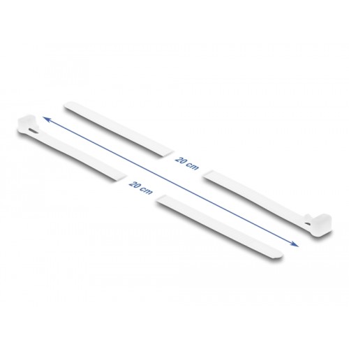 Delock Cable ties reusable L 200 x W 7.2 mm 100 pieces white