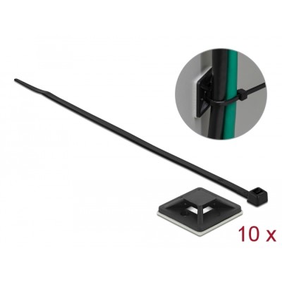 Delock Cable Tie Mount 30 x 30 mm with Cable Tie L 200 x W 4.8 mm black