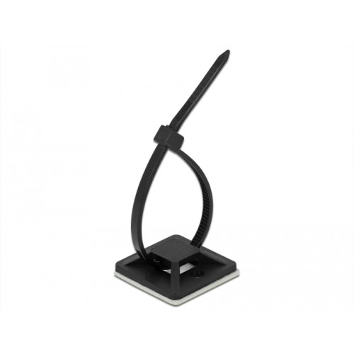 Delock Cable Tie Mount 30 x 30 mm with Cable Tie L 200 x W 4.8 mm black
