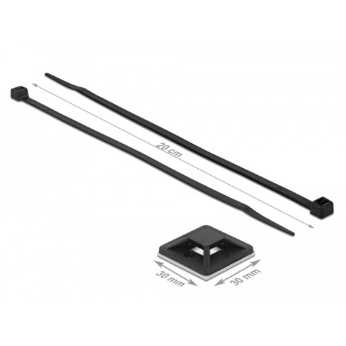 Delock Cable Tie Mount 30 x 30 mm with Cable Tie L 200 x W 4.8 mm black